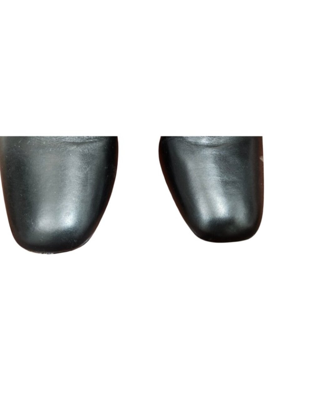 Paige Black Leather Knee High Boots Block Heel Minimalist Tall Zip Riding Boots - Picture 4 of 15